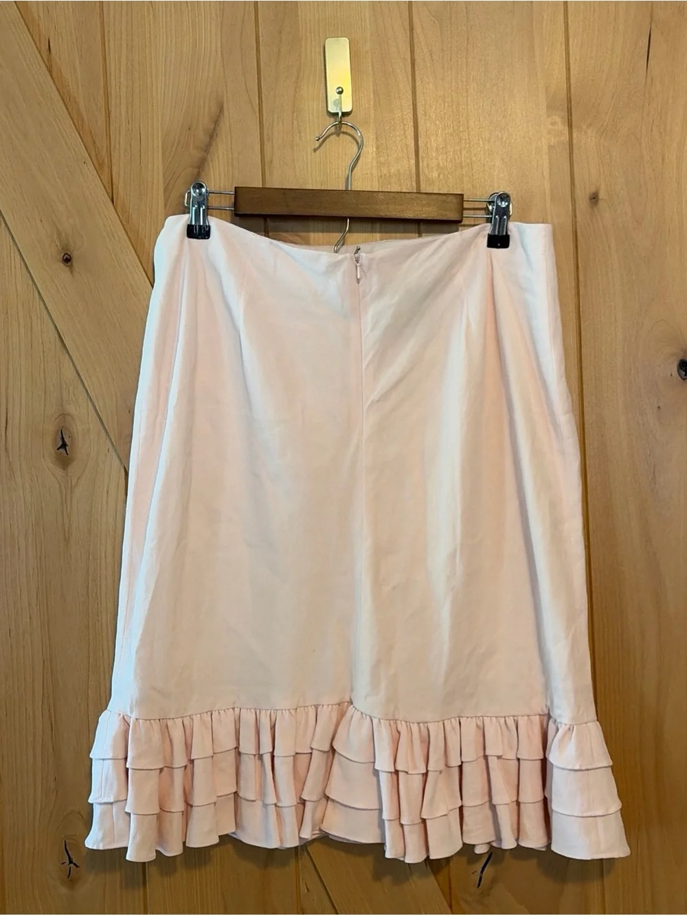 Vtg Ralph Lauren LRL Silk Linen Skirt Womens 16 Pale Pink Ruffle Hem NWT